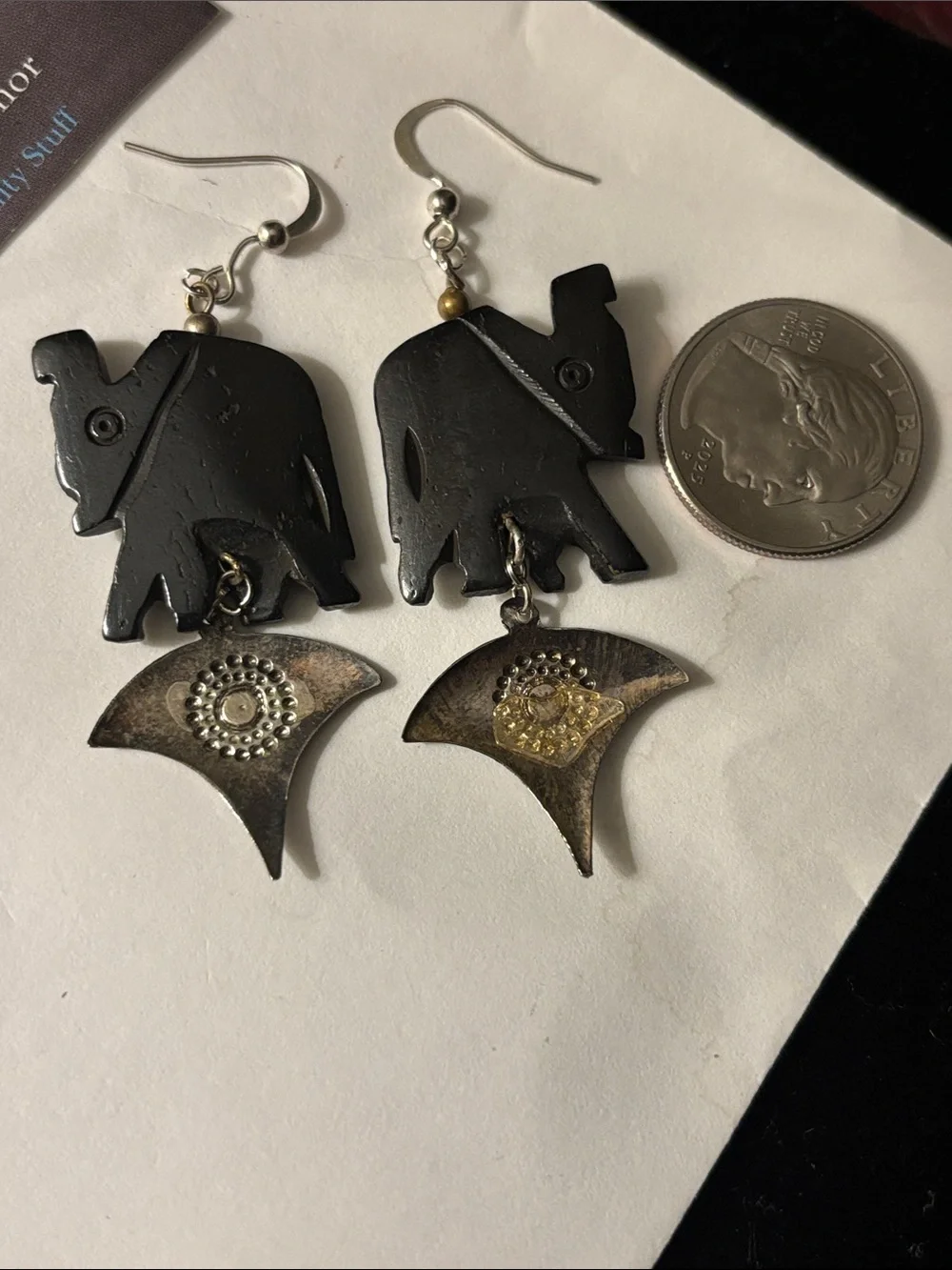 Wooden Elephant Earrings, Handcrafted